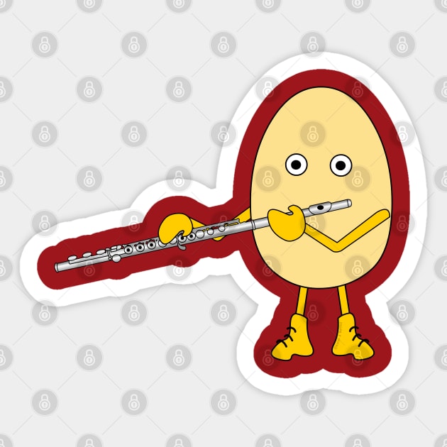 Flute Playing Egghead Sticker by Barthol Graphics